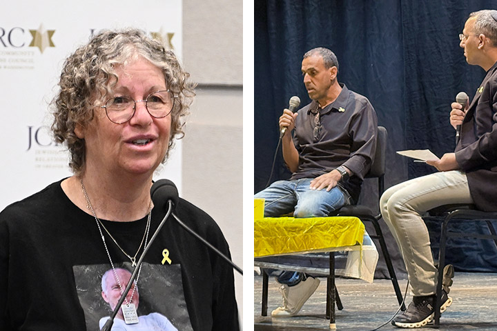 Eli Sharabi und Aviva Siegel berichten über ihre Gefangenschaft als Geiseln. (Roded Shlomo/Pikiwiki Israel/CC BY 2.5 (l.), Maryland GovPics/ CC BY 2.0 (r.))